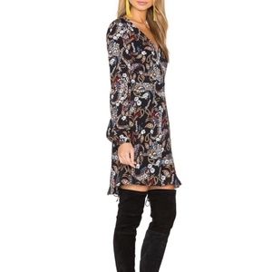 Wayf Black Paisley Floral Dress Large